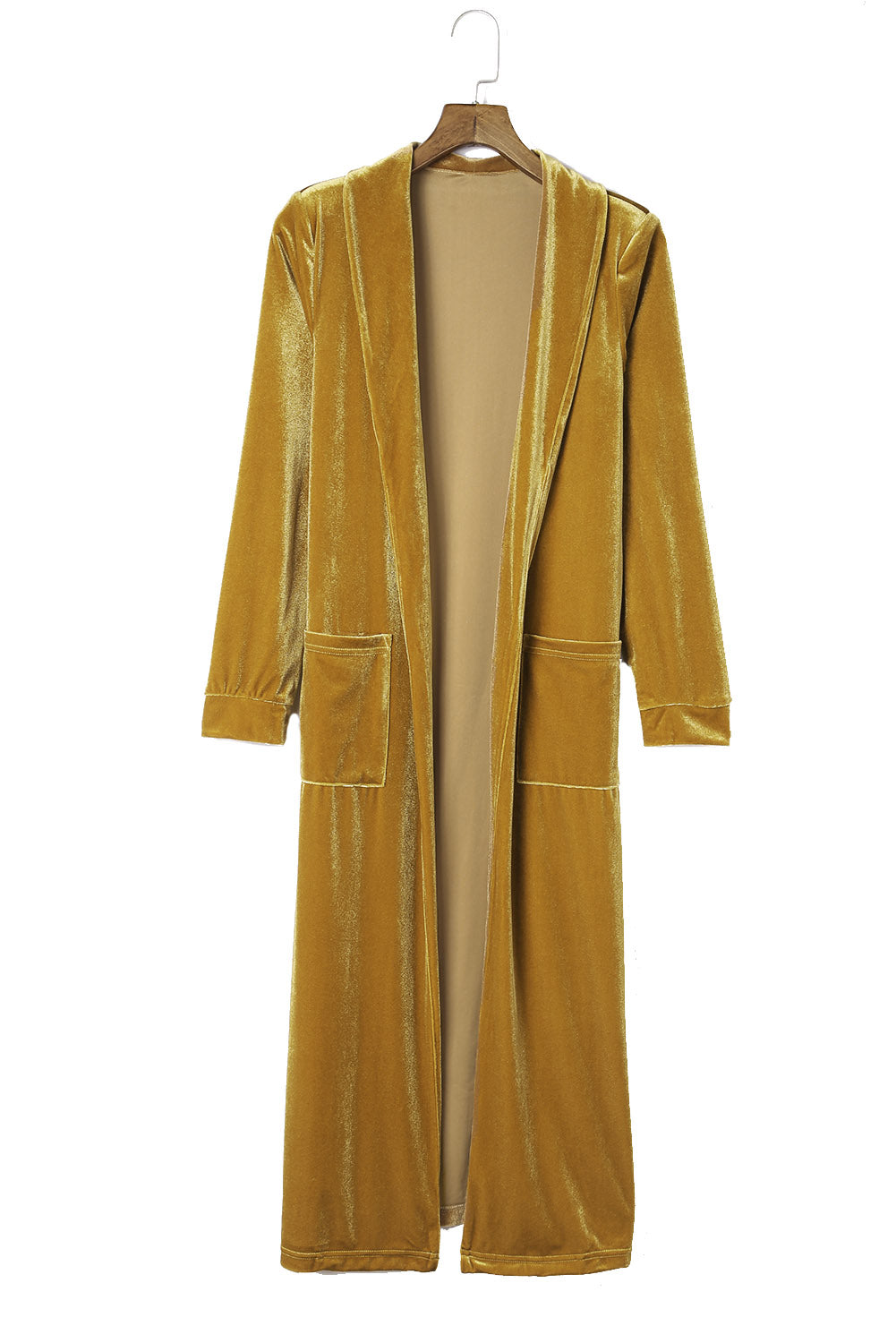 Gelber samt open front pocketed long duster