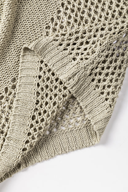 Light french beige star pointelle knit baggy sweater
