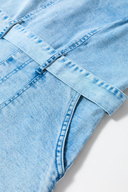 Beau blau spaghettiträger denim-romper mit gürtel