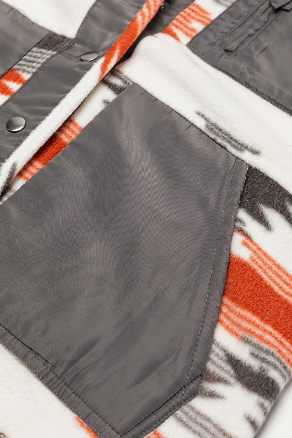 Mehrfarbige azteken fleece patchwork jacke mit druckknöpfen