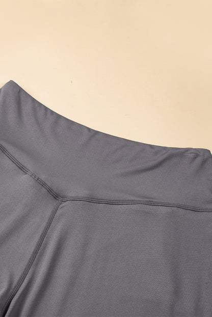 Mittelgraue jogginghose mit hoher taille und offener naht