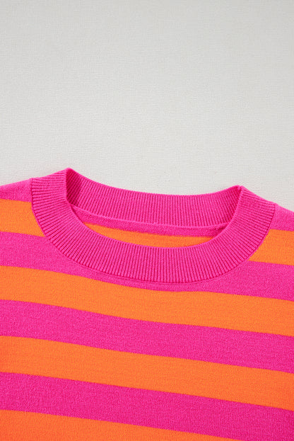 Rose stripe schulterpolster rundhals-pullover
