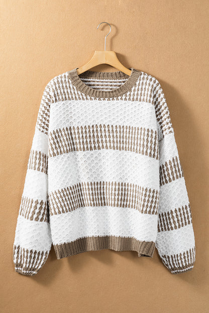 Multicolour vertikale streifen zwei töne drop shoulder pullover