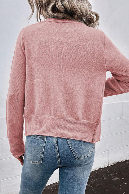 Sepia rose strukturierte strickjacke mit perlen und knopfleiste