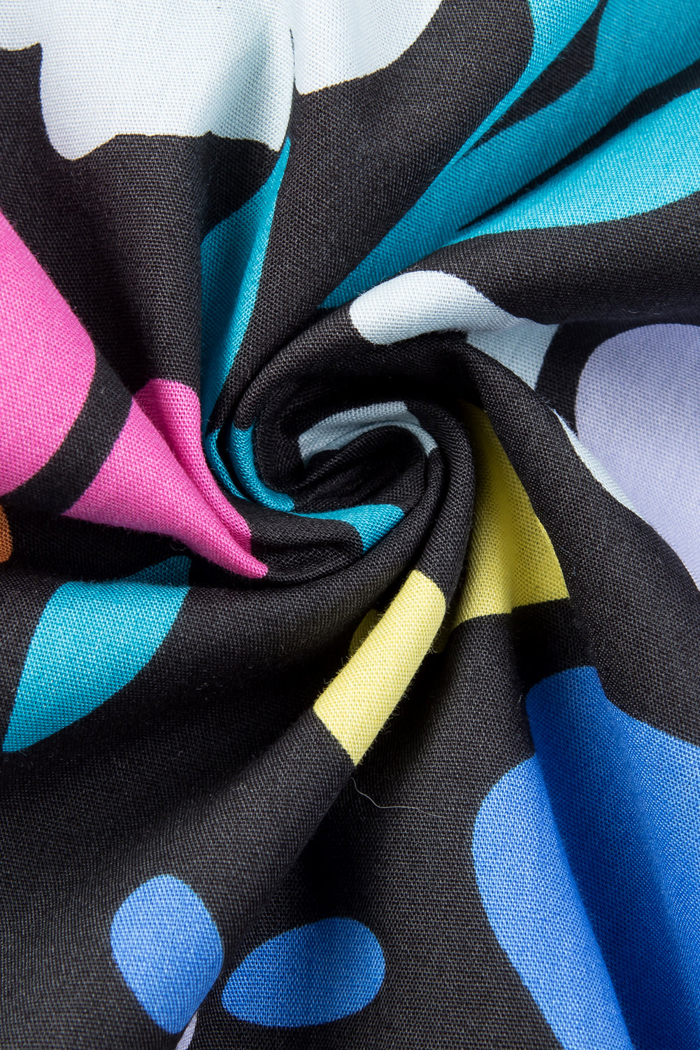 Blaues ausgestelltes Kleid mit geteiltem Halsausschnitt und Blumenmuster