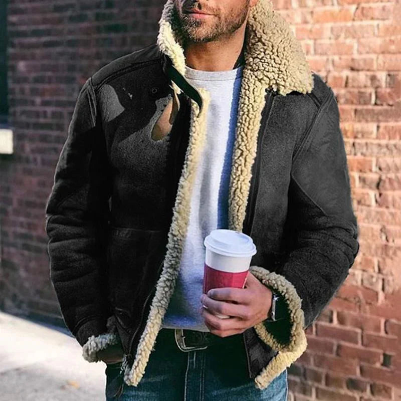 Arvid – aviatorjacke mit shearling-kragen und verstärkten ellbogen