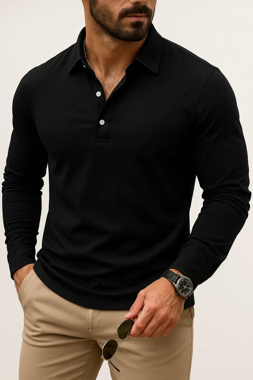 Lässiges, langärmeliges slim-fit-poloshirt für herren – herren