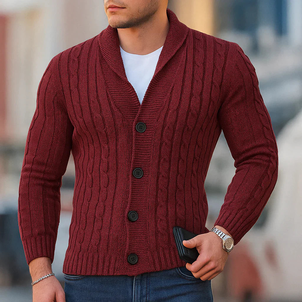 Warmer, klassischer strickcardigan für herren
