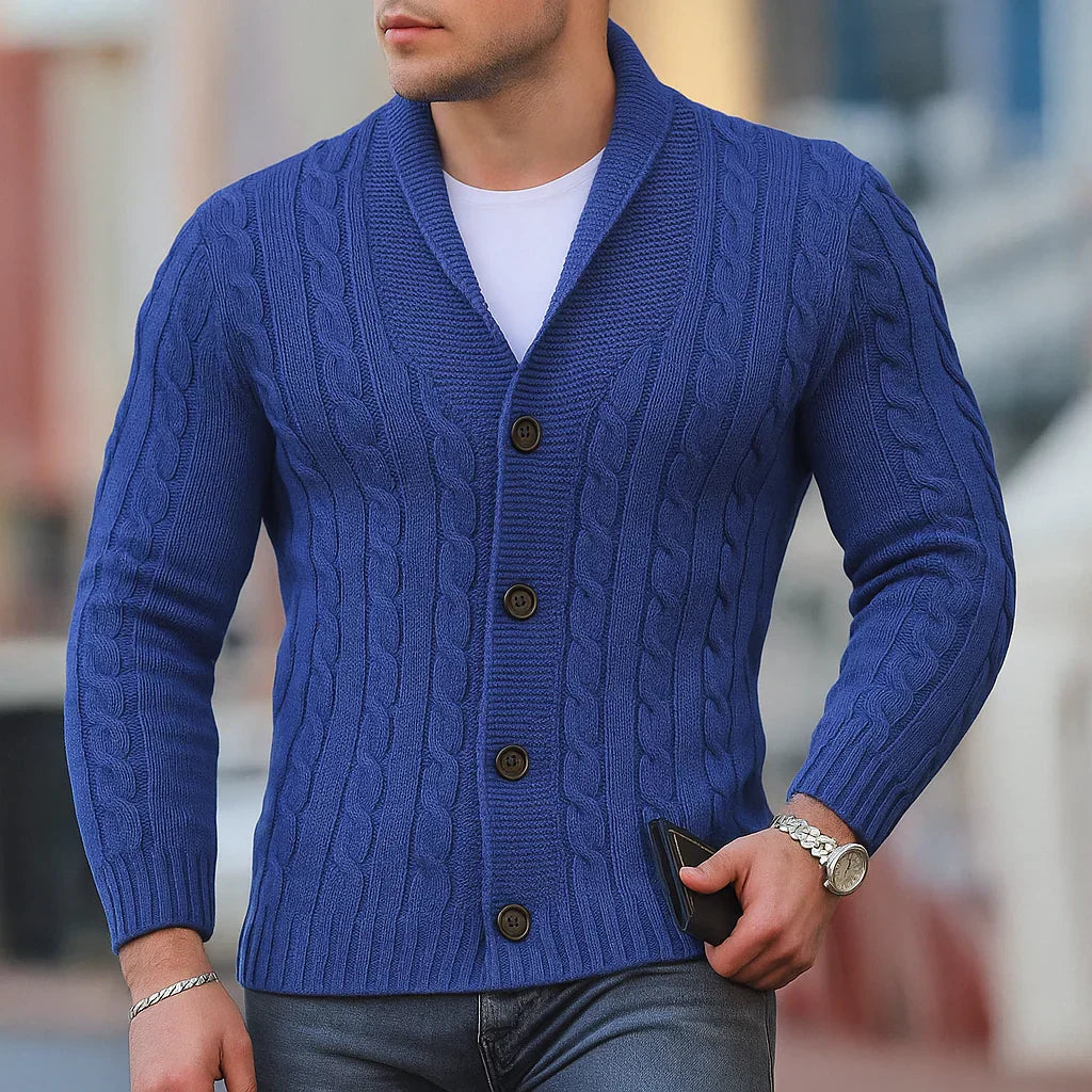 Warmer, klassischer strickcardigan für herren