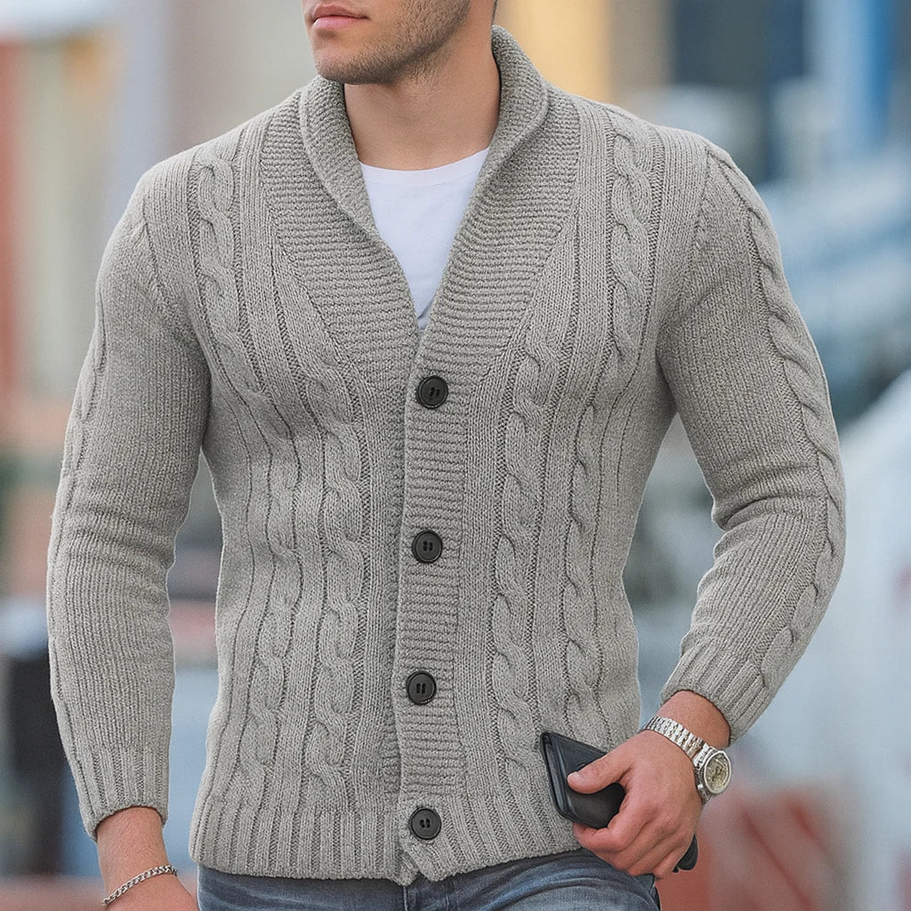 Warmer, klassischer strickcardigan für herren