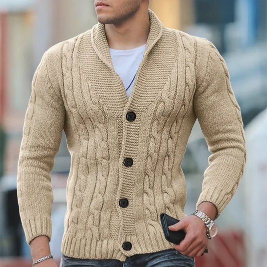 Warmer, klassischer strickcardigan für herren