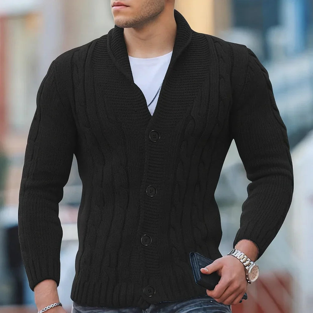 Warmer, klassischer strickcardigan für herren