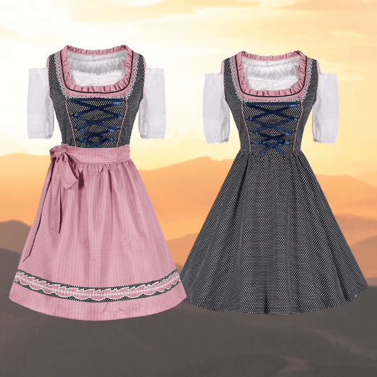 Velette | Dirndlkleid mit Tupfenmuster und Karoschürze für Frauen