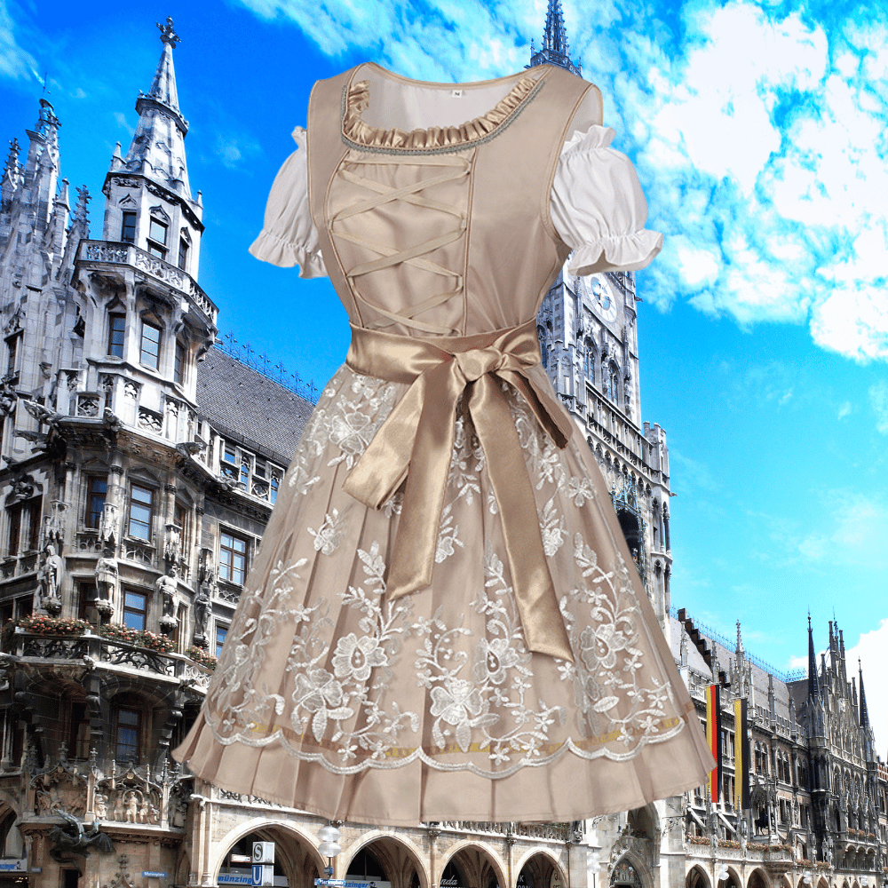Rivara | Dirndlkleid mit bestickter Schürze und schimmernder Optik für Frauen