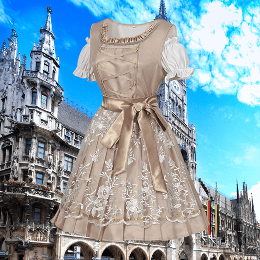 Rivara | Dirndlkleid mit bestickter Schürze und schimmernder Optik für Frauen