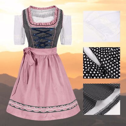 Velette | Dirndlkleid mit Tupfenmuster und Karoschürze für Frauen