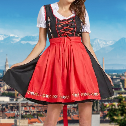 Anelle | Dirndlkleid mit floraler Stickerei und Miederschnürung für Frauen