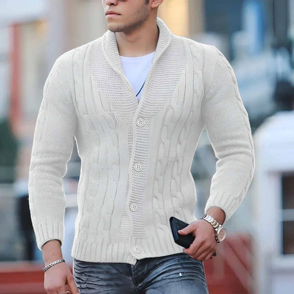 Warmer, klassischer strickcardigan für herren
