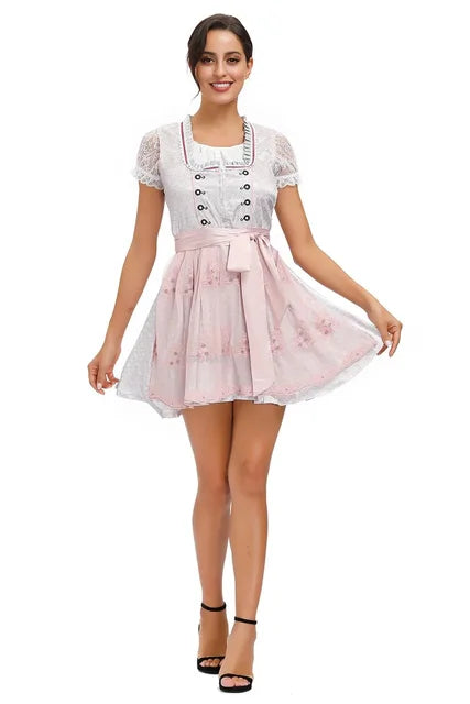 Peyton | dirndl kleid mit floraler stickerei und schleifenband für frauen