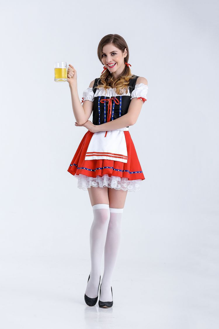 Bodhi | mini-dirndl kleid mit herzschnürung und kontrastschürze für frauen