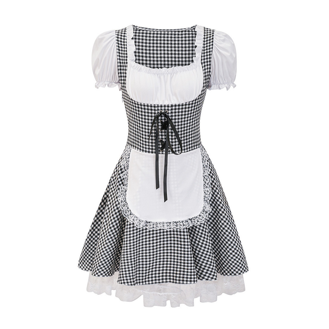 Shea | dirndl kleid mit karomuster und schnürung für frauen
