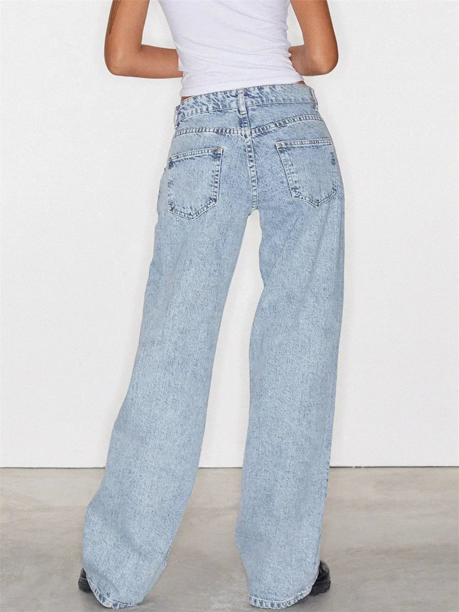 Vintage-jeans mit weitem bein für damen