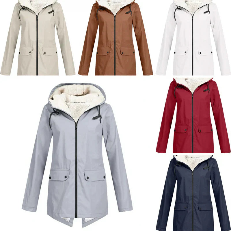 Lucy damen-regenmantel mit fleece-futter