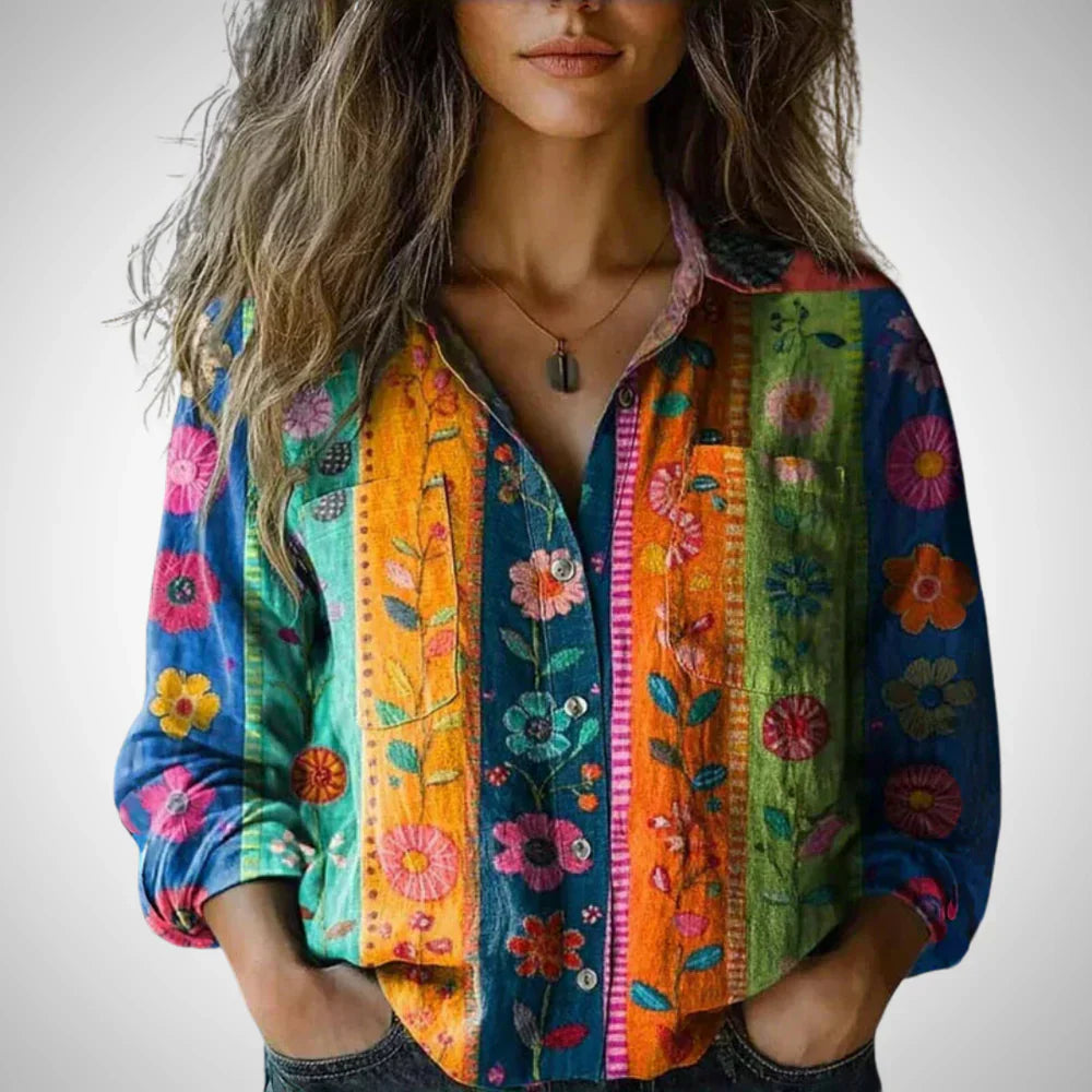 Chiara bedruckte vintage-bluse für damen