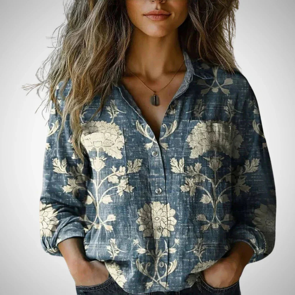 Chiara bedruckte vintage-bluse für damen