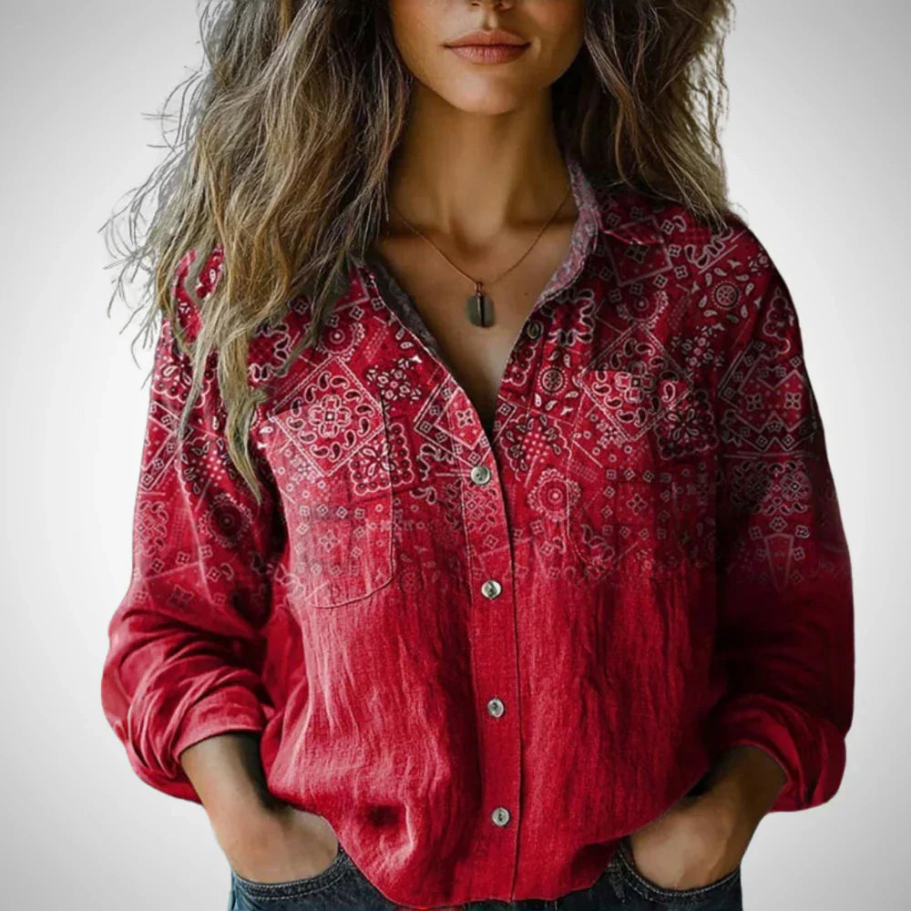 Chiara bedruckte vintage-bluse für damen