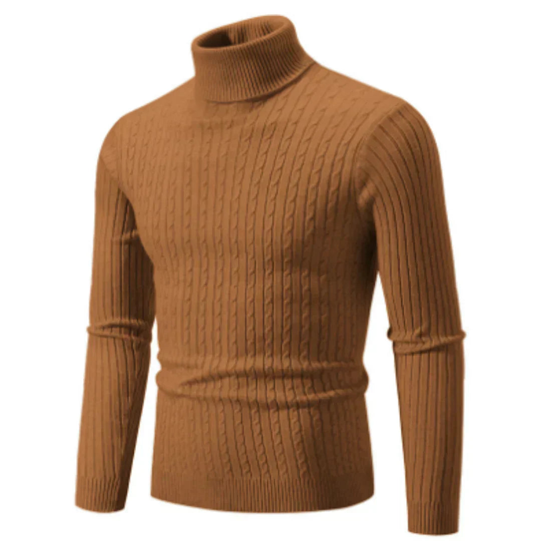 Stylischer rollkragen-strickpullover für herren – warmer winterstrick