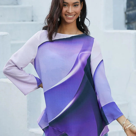 Damenbluse mit abstraktem muster, langärmlig – damen