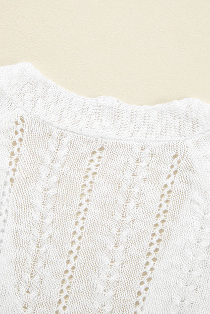 Weiße solide strickjacke mit offenem schnitt