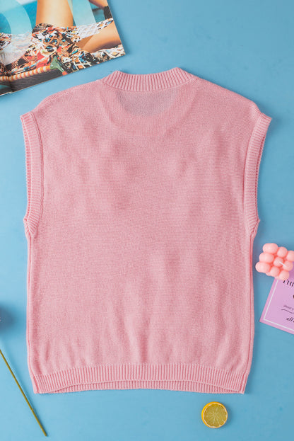 Rosa multi crochet flower knit kurzarm pullover top