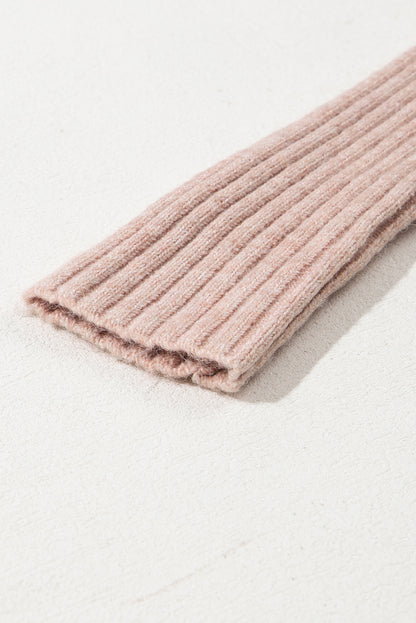 Rauchgraue strickjacke mit geripptem saum und offenen puffärmeln