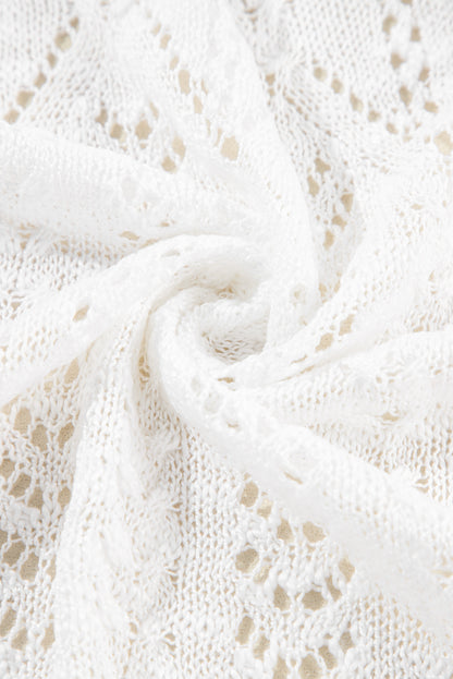 Weiße solide strickjacke mit offenem schnitt