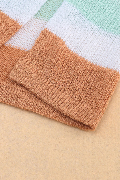 Mehrfarbiger colorblock-streifen langärmeliger geteilter pullover
