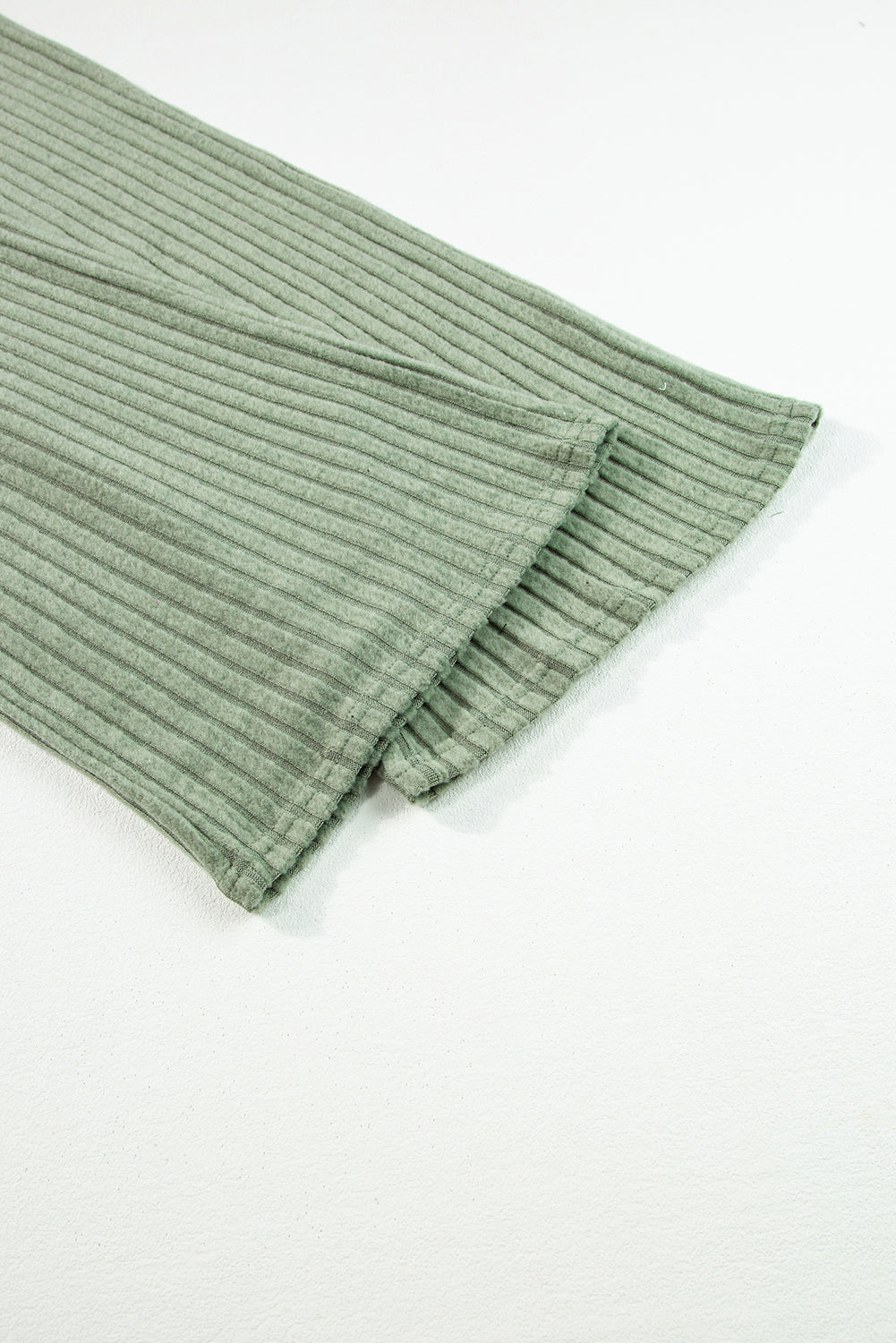 Grasgrün solide farbe gerippt kurzarm weites bein jumpsuit