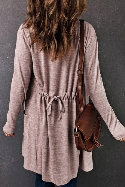 Rosa tunika mit offener vorderseite strickjacke mit taschen