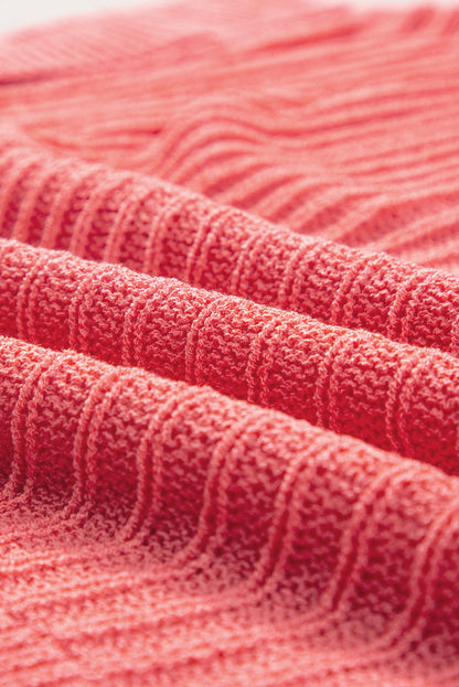 Fresh salmon rolled cuffs lose gestricktes tee mit schlitzen