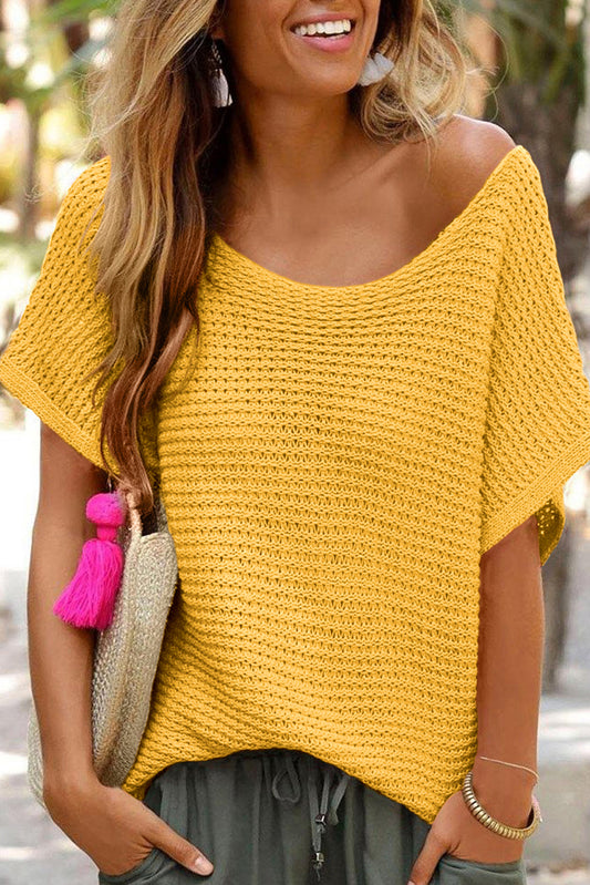 Ginger solid locker gestrickter pullover mit kurzen dolman-ärmeln