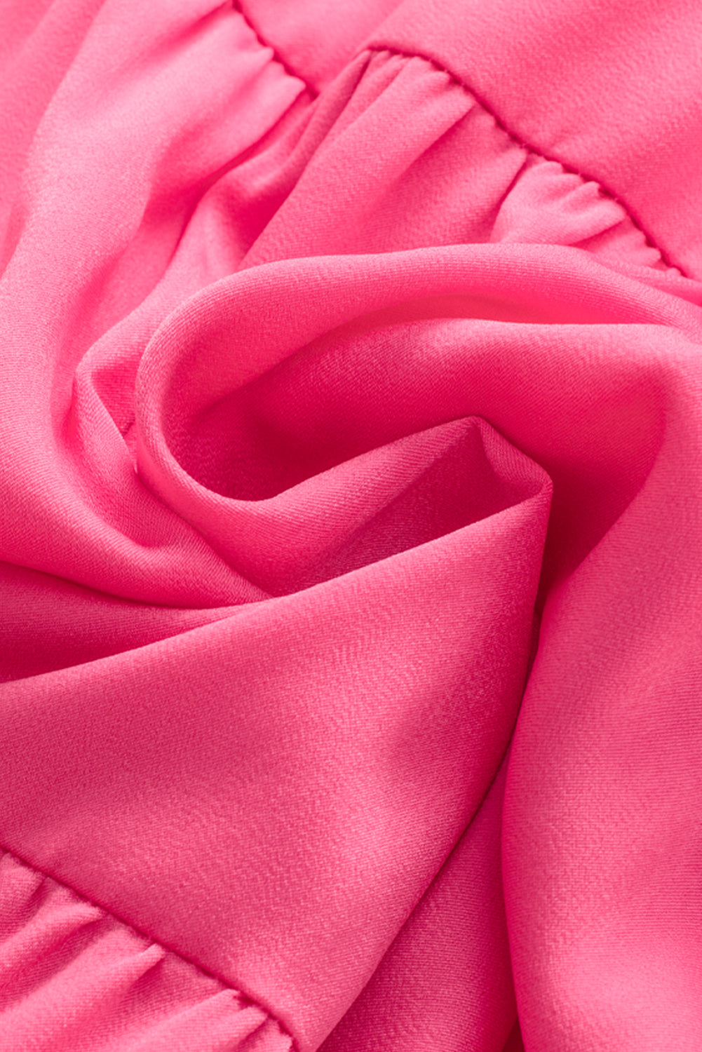 Strawberry pink geraffte ärmel v-ausschnitt smock taille gerafftes kleid