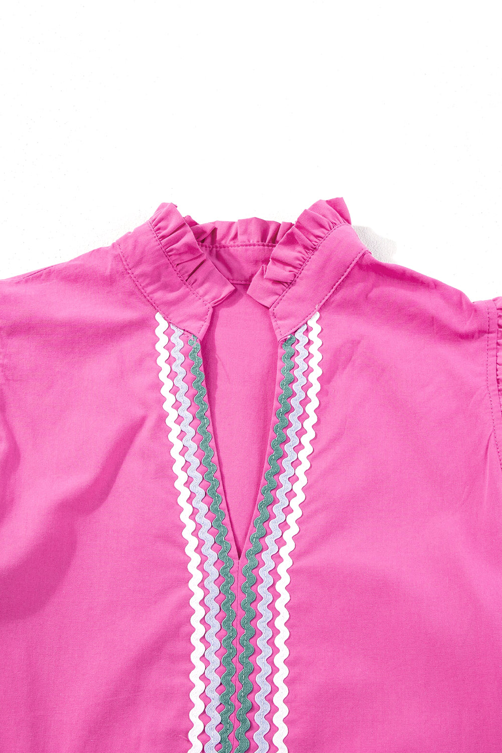 Erdbeerrosa ric rac colorblock flatterärmel v-ausschnitt ringelkleid