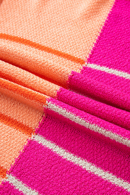 Mehrfarbig gestreifter farbblock strickpullover in lockerer passform