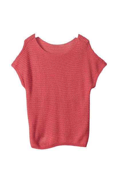 Red clay solid locker gestrickter pullover mit kurzen dolman-ärmeln