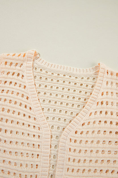 Aprikosenfarbener, offen gestrickter duster cardigan