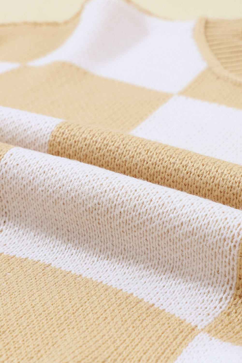 Khaki karierter pullover mit läuferärmeln