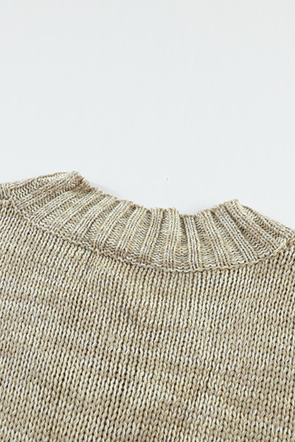 Grauer v-ausschnitt drop shoulder strickpullover