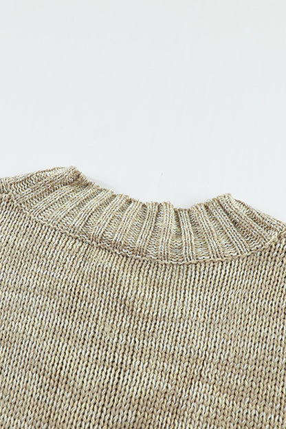 Grauer v-ausschnitt drop shoulder strickpullover