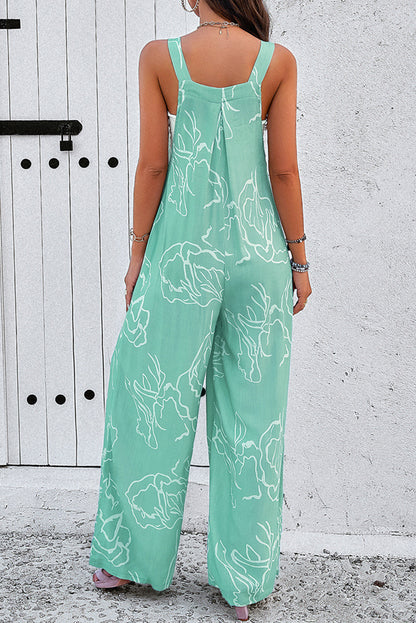 Moonlight jade bedruckter latz overall mit weitem bein